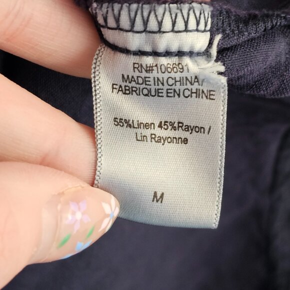 Young Fabulous & Broke Navy Blue Cropped Linen Tank Sz M - Picture 5 of 7